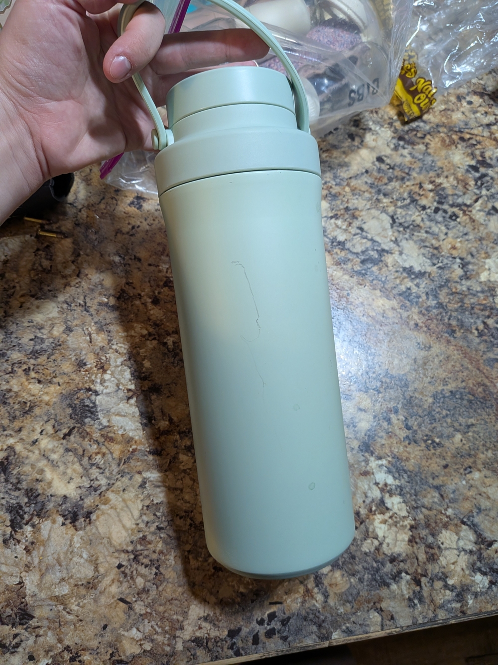 Light Green Portable Water Bottle with Carry Handle